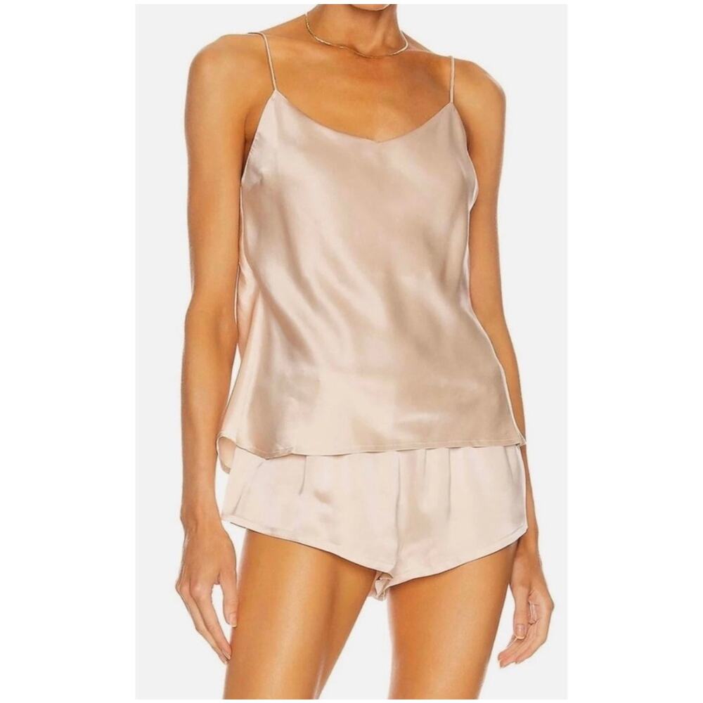 ASCENO Milos Silk Cami Top in Sand Size Small Camisole Quiet Luxury Minimalism
